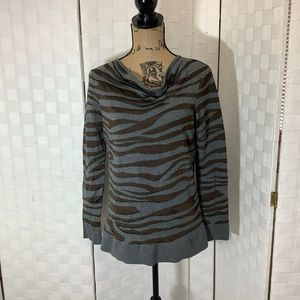 NWT dana buchman gray brown animal print sweater size small